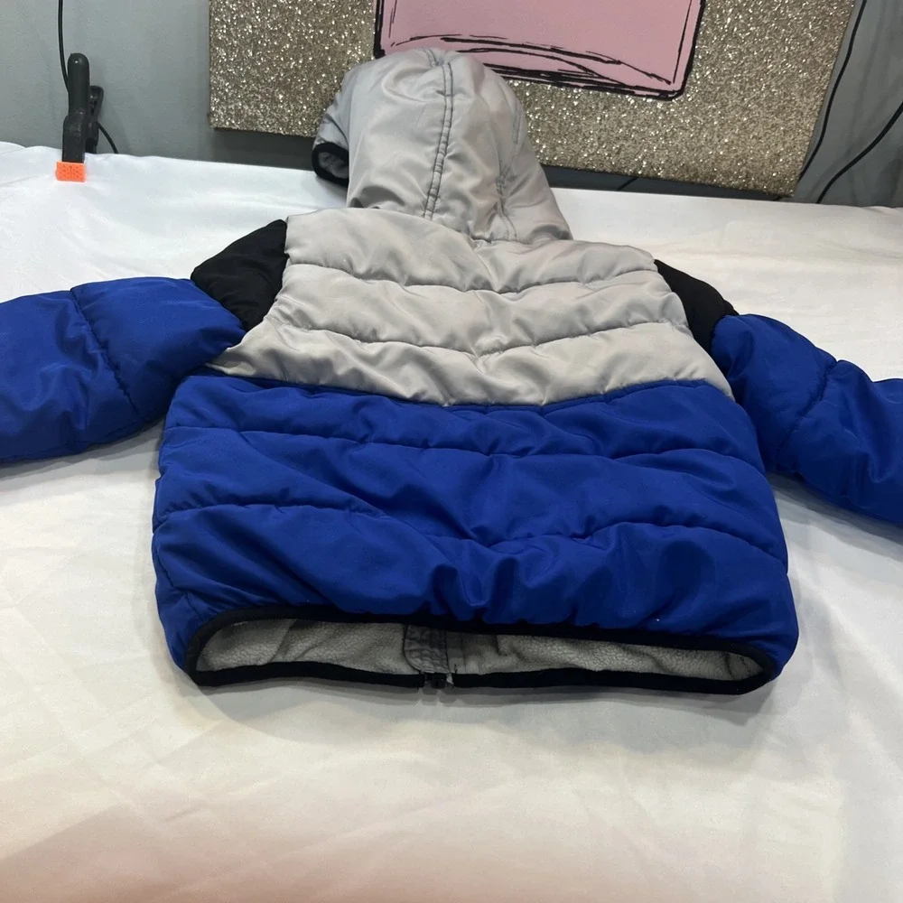 Jumping Beans Little Boys Blue Puffer Hoodie Jacket Size 5t Warm Packable Hangin